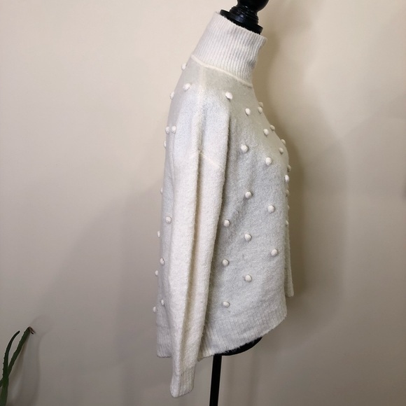 Madewell Snowglobe Bobble Turtleneck Wool blend Oversized Sweater Ivory XS - Picture 5 of 8